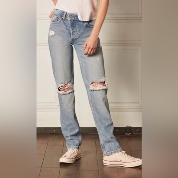 Boyish Denim - Boyish Size 26 31 Casey Footloose Distressed Straight Leg High Waisted Jean NWT